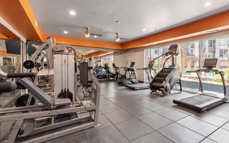 a gym with exercise equipment